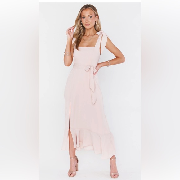 Show Me Your Mumu Claire Midi Dress Dusty Blush M - Picture 1 of 14